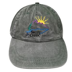 Smiley Creek Baseball Cap Green One Size Adjustable Embroidered 6 Panel zkapz
